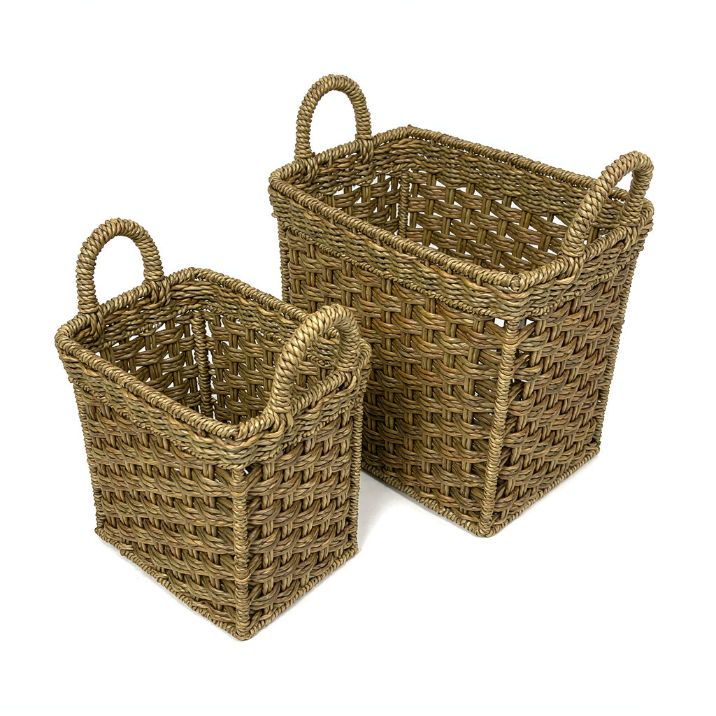 Water hyacinth handled basket set