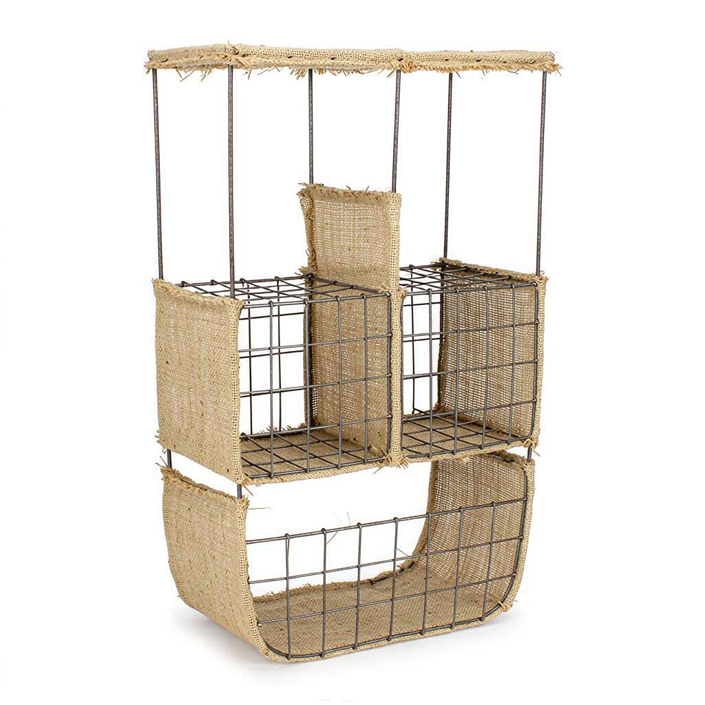 Tiered hanging jute wire basket